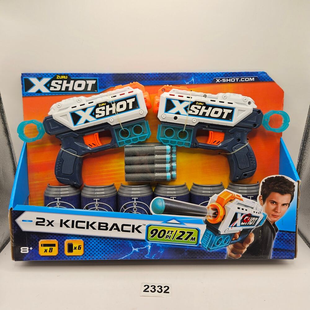 ZURU XSHOT EXCEL DOUBLE KICKBACK FOAM DART BLASTER COMBO PACK 8 DARTS 6 CANS NIB